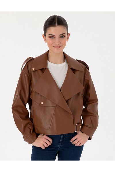 Pierre Cardin Brown Crop Top Coat 50306882 -Vr029