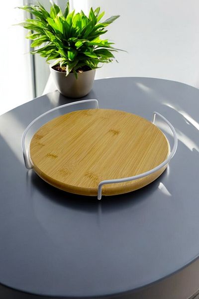 Kitchen Way 360 Degree Rotating Bamboo 28Cmx28Cm Rotating Tray Kw-516