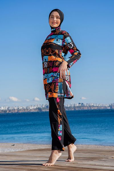 REMSA Fully Covered Hijab Swimsuit 25218-1 Black