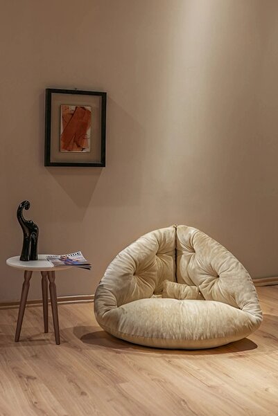 Berta Concept Buck Armut Koltuk Yer Minderi Puf Çok Amaçlı Krem