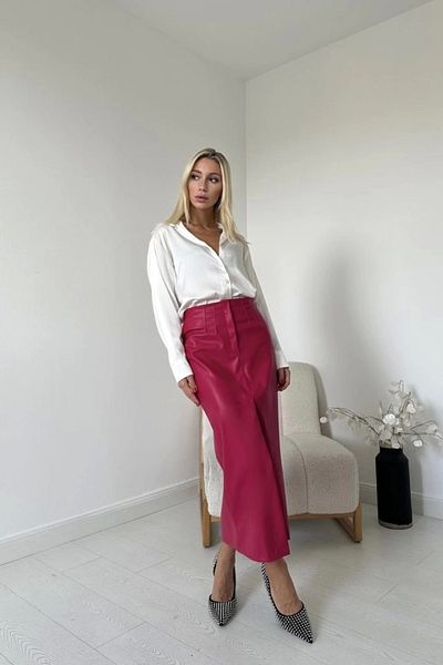Butik Fuchsia Slit Ornamental Patchwork Skirt