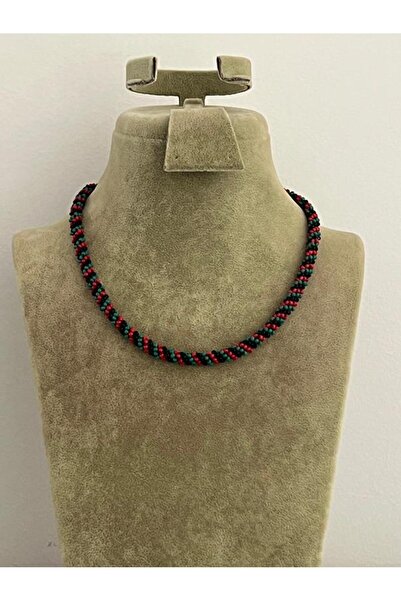 Mersin Alzheimer Derneği yeşil kırmızı siyah renk miyuki kolye uzunluk:34cm