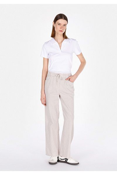 Colin's Straight Fit High Waist Wide Leg Women's Beige Trousers