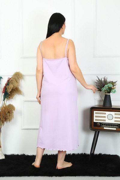 Celira Women's Plus Size Rope Strap Cotton Lilac Long Nightgown 12100