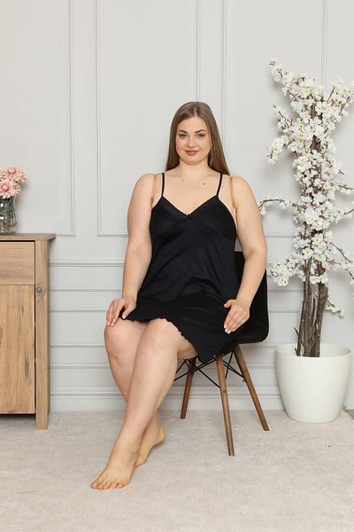 Celira Rope Strap Cotton Nightgown 996 - Women's Plus Size