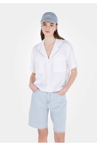 Colin's Cămașă cu mânecă scurtă, albă, cu gât, cu formă regulată