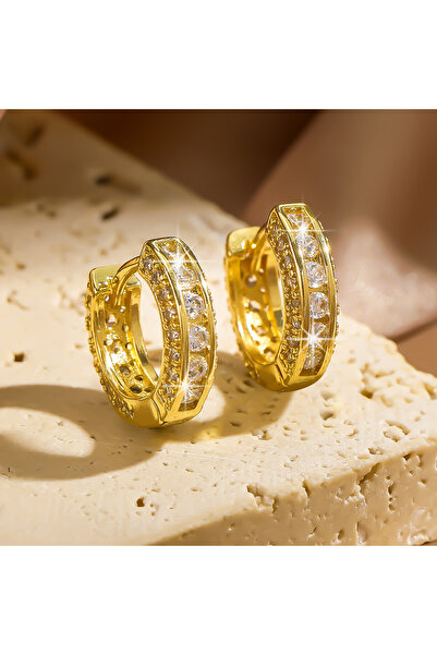 Choice Gold Color Vintage Hip Hop Round Hoop Earrings for Men Crystal Cubic Z...