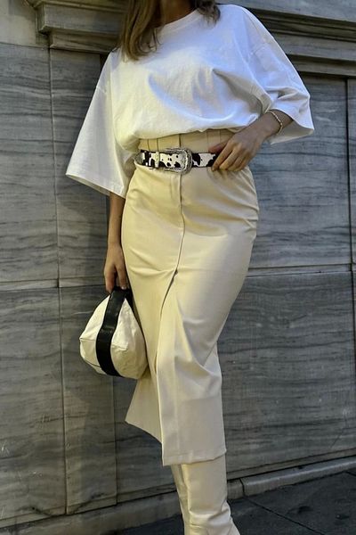 Butik Bone Slit Ornamental Patchwork Skirt