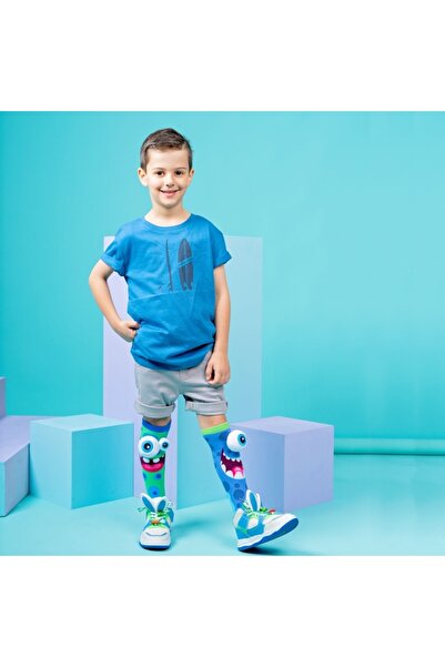 MADMIA Madmia πολύχρωμες μακριές κάλτσες για αγόρια Silly monsters 3-5 ετών