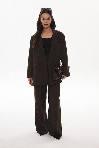 Hooopstore Frame Textured Brown Blazer Jacket