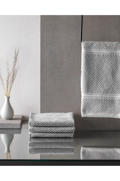 Madame Coco 4-Piece Sidonie Cotton Hand Towels - Gray