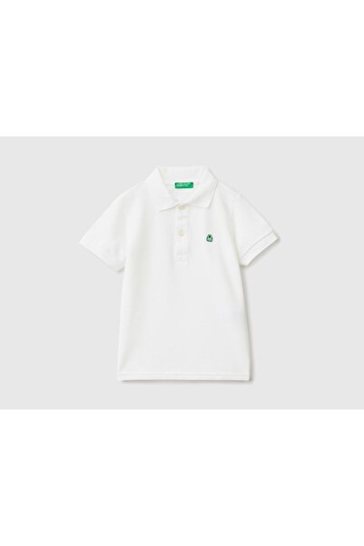 United Colors of Benetton Boy's White Logo Polo T-Shirt White