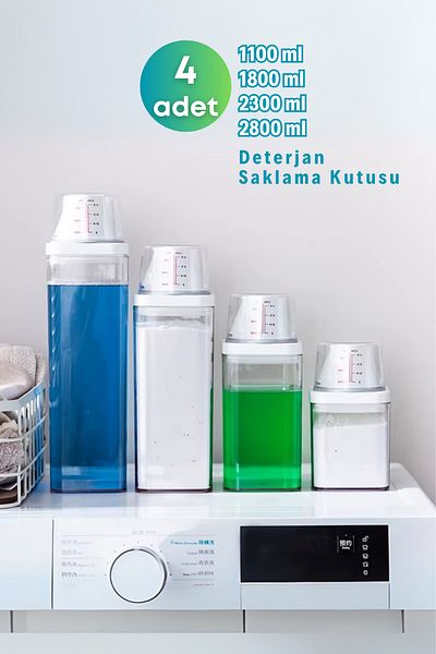 GRİMOR Life صندوق تخزين المنظفات وملصقات مقاومة للتسرب 4 لتر 1100 - 1800 - 2300 - 2800 مل