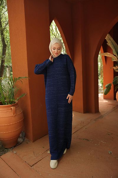 Nissra Rochie de tricotaj oversize cu relief Ankanoor bleumarin Anka 257018