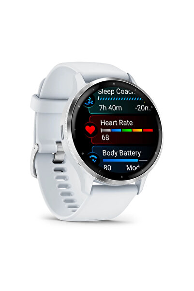 Garmin GARMIN VENU 3 SILVER STAINLESS STEEL BEZEL WITH WHITESTONE CASE AND SILICONE BAND