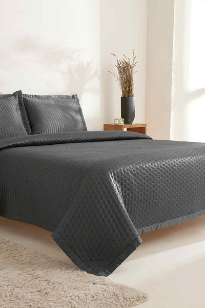 Karaca Home Alice Anthracite Double Bedspread Set