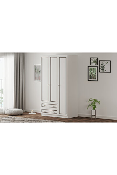 Rabi Grey Country 3 Kapak 2 Çekmeceli Gardırop