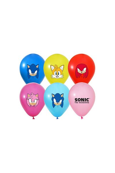 BalonEvi Sonic Printed Licensed 8 Pack Balloons Mixed Colors