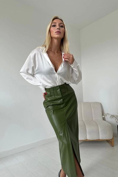 Butik Light Khaki Slit Ornamental Patchwork Skirt