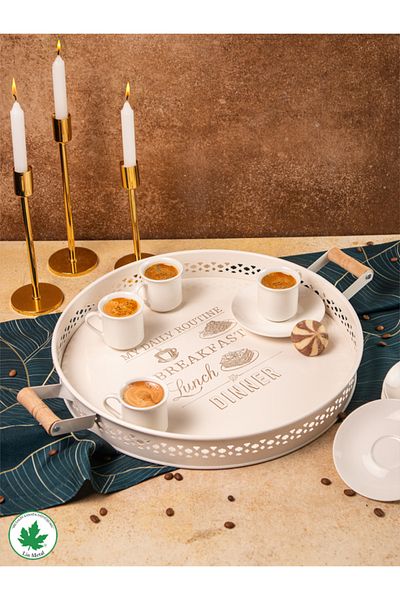 linmetal Wooden Handle Lap Dress 37cm, Coffee and Presentation Tray