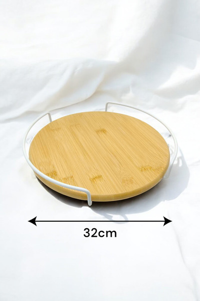 Kitchen Way 360 Degree Rotatable Bamboo 32Cmx32Cm Rotating Tray Kw-517
