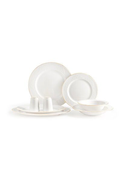 Madame Coco Odette 6 Kişilik 28 Parça Yemek Takımı - Beyaz/Gold