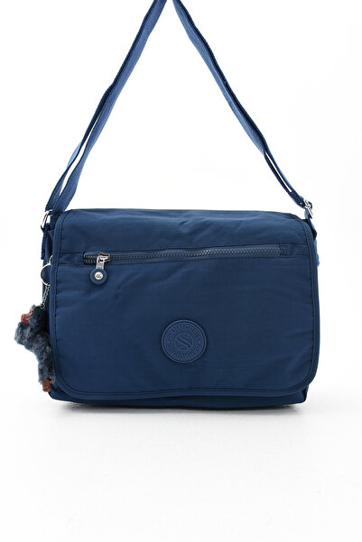 Morpelikan Unisex Water Resistant Blue Crinkle Fabric Adjustable Cross Strap Work School and Shoulder Bag