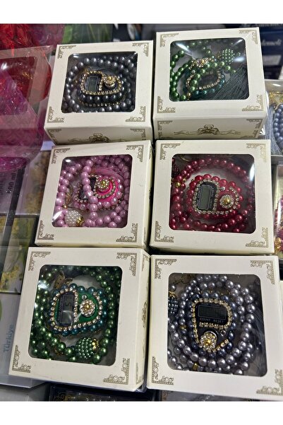 OSMANLI TAŞLI ZİKİİRMATİK TESBİH SET nişan nikah yenidoğan hediyeliği 5 ADET