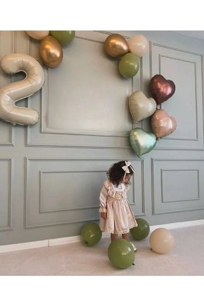 Laviyosa 15 Money Balloon Heart, Mint Brown και Beige Cream Προϊόντα Γενεθλίων Concept