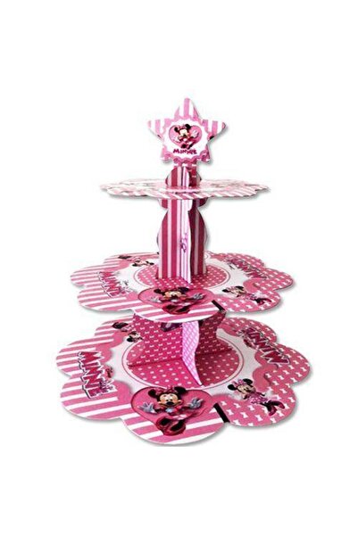 Parti Dükkanım Minnie Mouse 3 Katlı Kek Standı Pembe