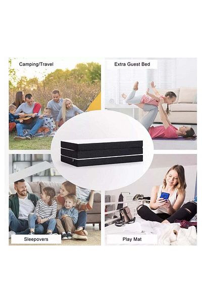 Comfy DREAM BELL COMFY WHITE MEDICATED FOLDING PORTABLE 180 X 90 X 10CM KNITTED MATTRESS WITH BLACK BORDER