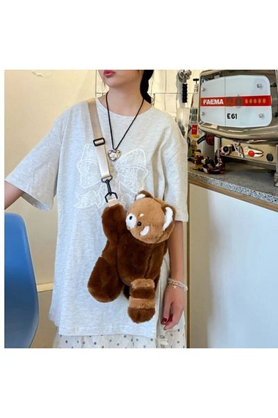 Choice Red panda 30cm Red Panda Plush Backpack Cute Plushie Doll Women Crossbody Fur Soft Shoulder Bag for