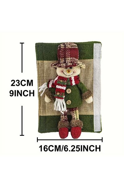 Dodemert Home Christmas Concept Plush Polyester Soft Linen Curtain Holder & Refrigerator Sleeve Ornament 2Pcs