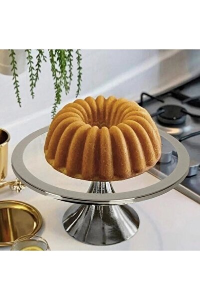 Fiyakalı Ürünler Atölyesi Gümüş Yuvarlak Pasta Standı, Kek Ve Kurabiye Sunum Standı, Çeyizlik, Hediyelik, Pasta Tabağı