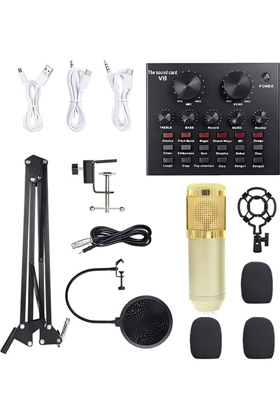 COOYA Professional Condenser Microphone Bundle with Live Sound Card,Studio Recording & Broadcasting Set