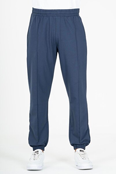MARATON Oversized Men's Rubber Leg Open Navy Blue Sweatpants
