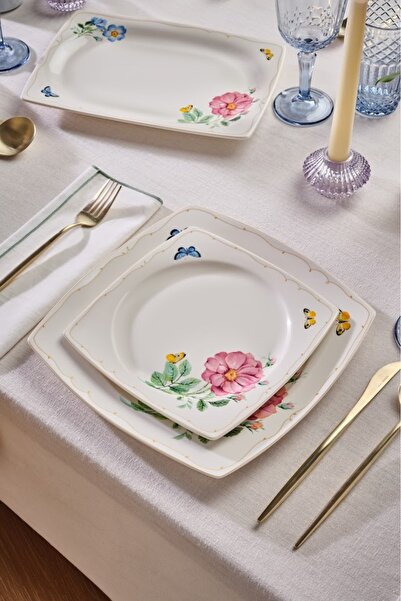 Karaca Square Bone Velora 53 Parça 12 Kişilik Yemek Takımı