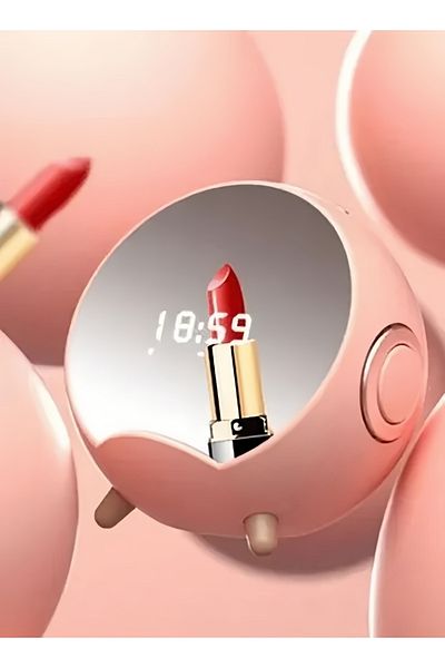fulina مكبر صوت ذكي بتقنية البلوتوث، شحن لاسلكي، سهل الحمل، مع مرآة، 10 وات، وردي