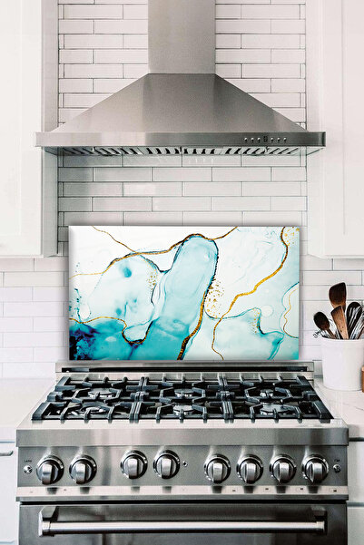 Vosevu Синьо-білий золотий захисний екран для плити, термостійкий, для вбудов...