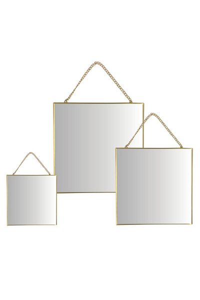 BM GİFT DESİGN Wall mirror, square frame, gold color - set of 3 pieces 20/30/35cm