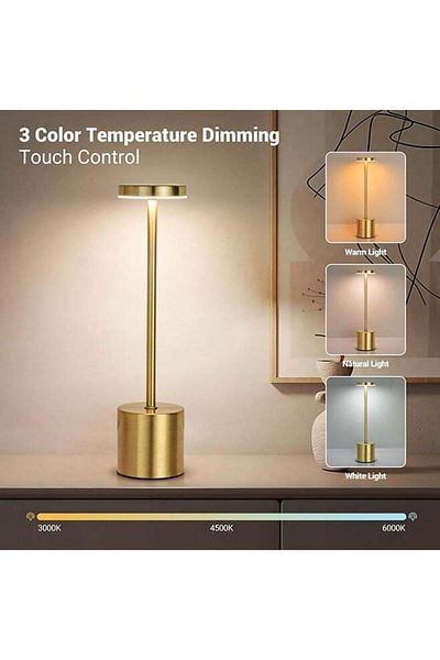 COOYA Cordless Table Lamps, Rechargeable-6000mAh Portable Battery, Touch Control 3 Color Dimming