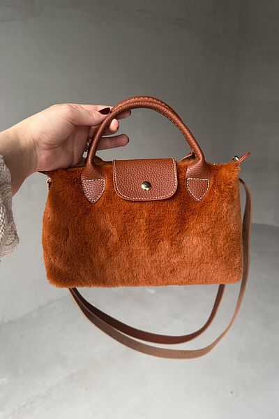 Cappmoda ÇNT-3011 Geantă de mână și de umăr de dimensiuni mini cu husă din material textil de pluș