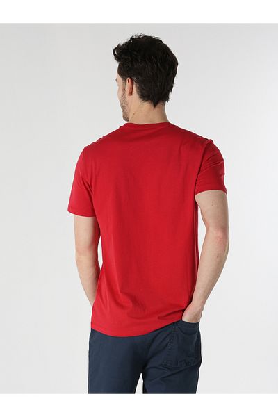 Colin's Men's Short Sleeve T-Shirt - Crew Neck, Printed, Red, Regular Fit Cl 1058133
