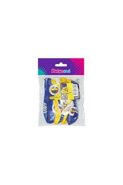 BalonEvi Yellow Dark Blue Pack of 8 Balloon Printed Licensed Product