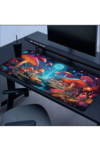 sgeteknoloji 70X30 cm Mushroom Patterned Design Non-Slip Base Speed Surface Gamer Mouse Pad Gaming