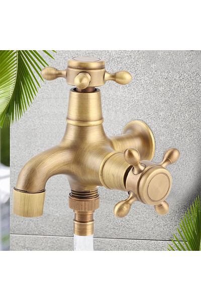 COOYA Double Brass Washing Machine Faucet, Wall Mounted for Kitchen Sink Mop Pool