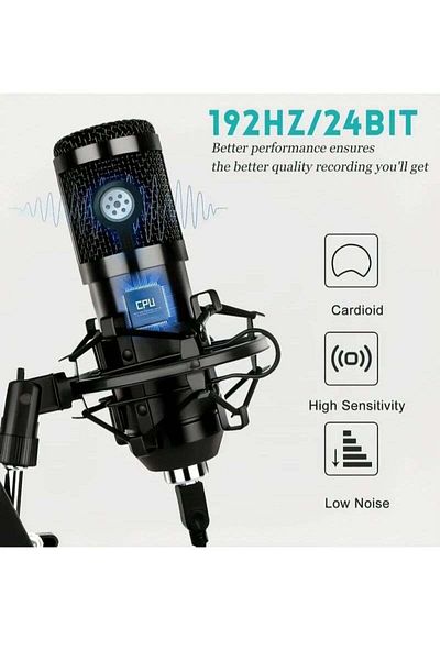 fulina USB Condenser Microphone Kit,Plug and Play Streaming Podcast PC Mic with Sound Card,192kHz/24bit