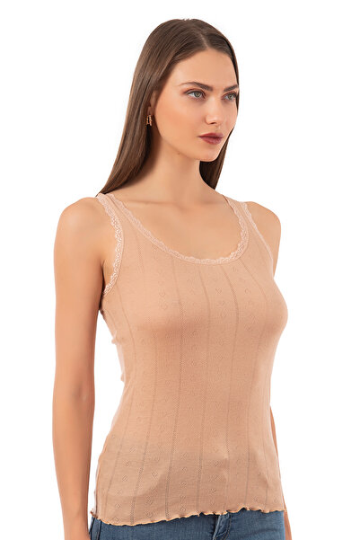 ÖZKAN underwear Özkan 23493 Women's Transfer Ribbed Flexible Soft Thick Strap Tank Top