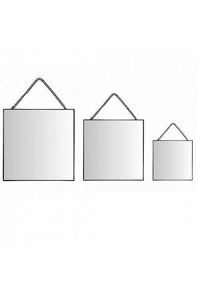 BM GİFT DESİGN Wall mirror, square frame, black color - set of 3 pieces 20/30/35cm