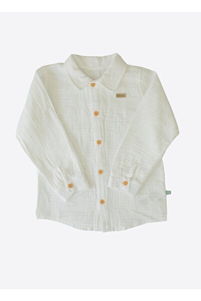 kitikate Organik Puka Müslin Gömlek Beyaz